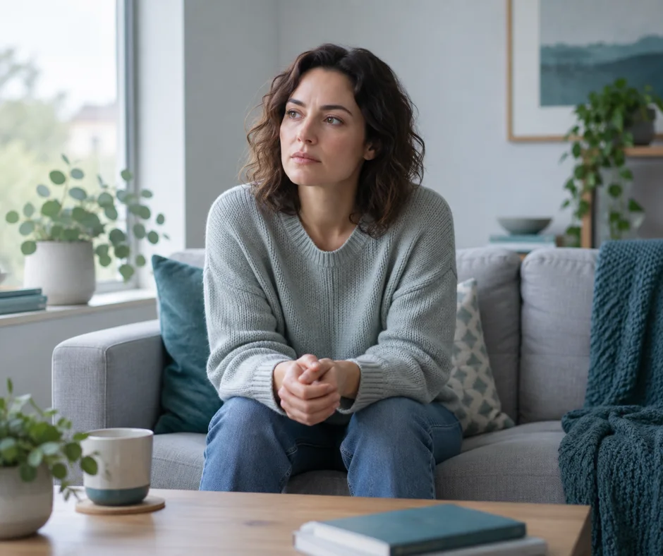 Mujer reflexionando sobre los síntomas de la ansiedad